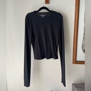 Long-Sleeve Featherweight Rib Cropped Crew Top